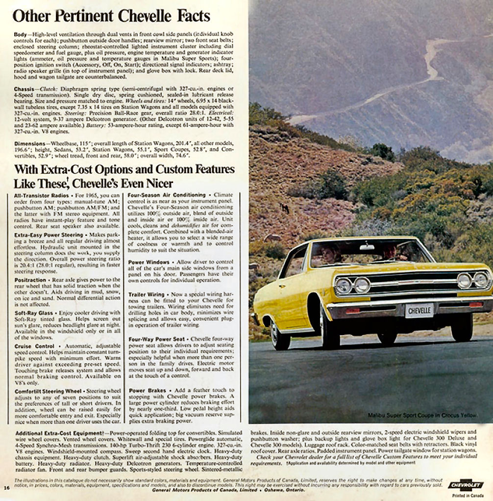 1965 Chev Chevelle Canadian Brochure Page 3